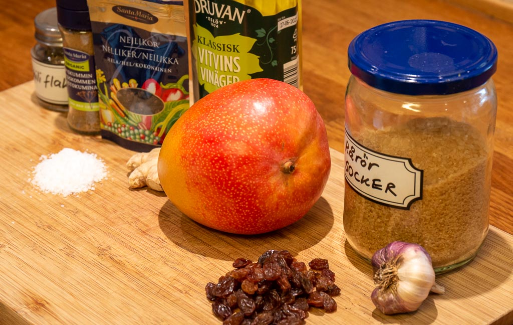 Ingredienser till Bratts mangochutney
