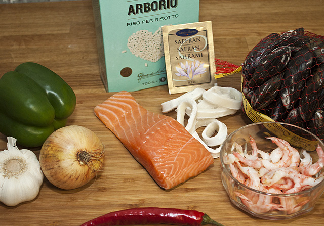 Ingredienser till Paella Marisco de la casa Bull
