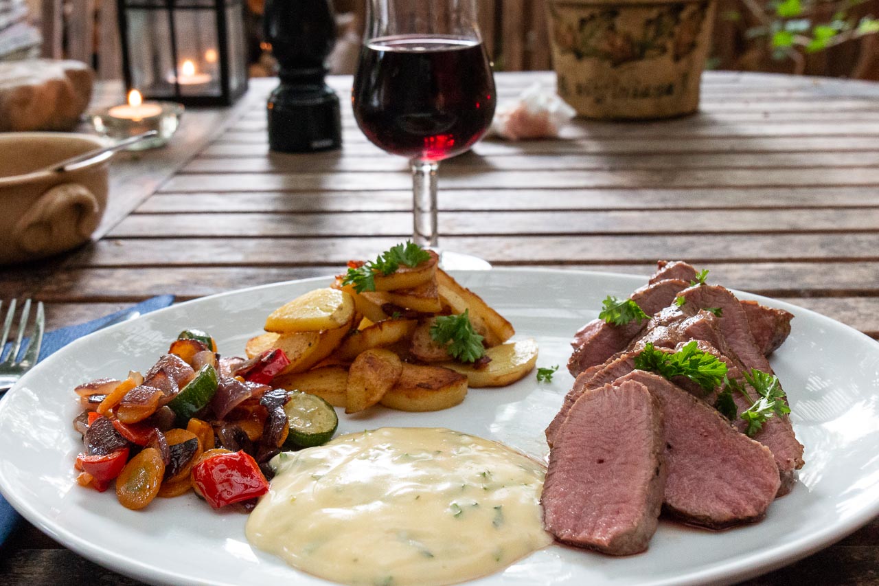 Pfandengemuse, lamm, och bearnaise